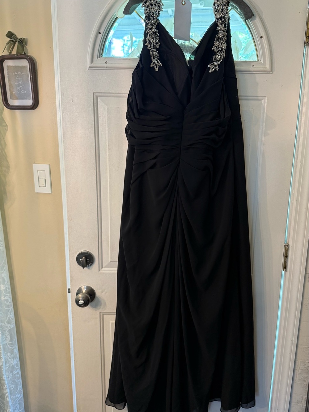 VENUS Black Maxi Evening Dress with Embellished Straps